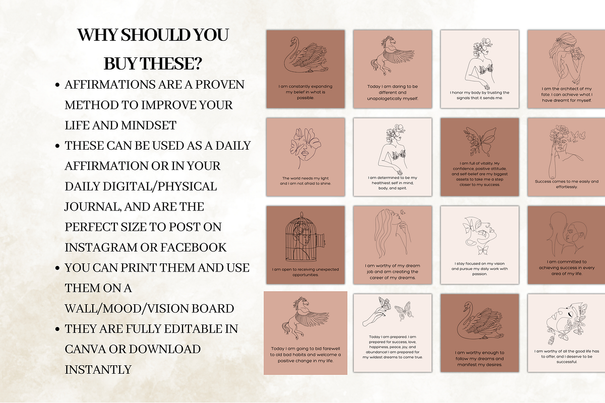 Minimalistic Affirmation Card Deck, a Design Template by Digital By Nikoleta (Photo 7 of 9)