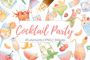 Cocktail party digital clipart, a Food Illustration by Mespilia (Thumbnail 1 of 3)
