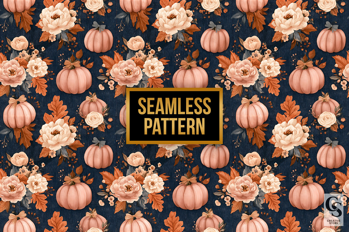 Cowgirl Denim Pumpkin Digital Paper, a Pattern Graphic by Creative Store (Photo 4 of 5)