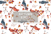 AUTUMN BIRDS SEAMLESS PATTERN DESIGN, a Pattern Graphic by Lady Bruniere Design (Thumbnail 1 of 6)