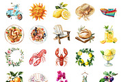Watercolor Italian Summer Clipart, an Illustration by Design Market (Thumbnail 2 of 3)