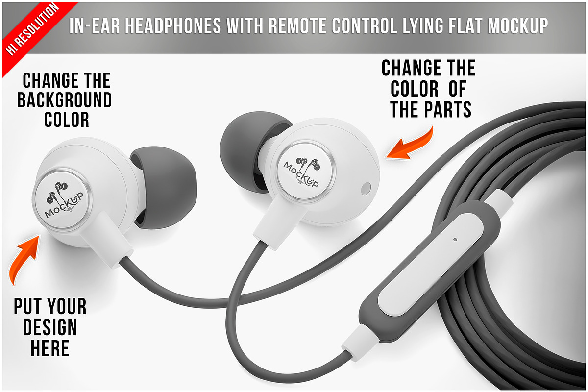In-Ear Headphones PSD mockup, a Mockup by Bruno's Shop (Photo 1 of 4)