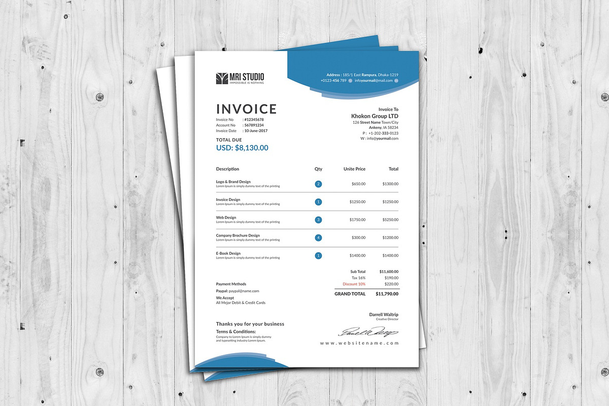 Stylish Invoice Template, a Stationery Template by MRI STUDIO