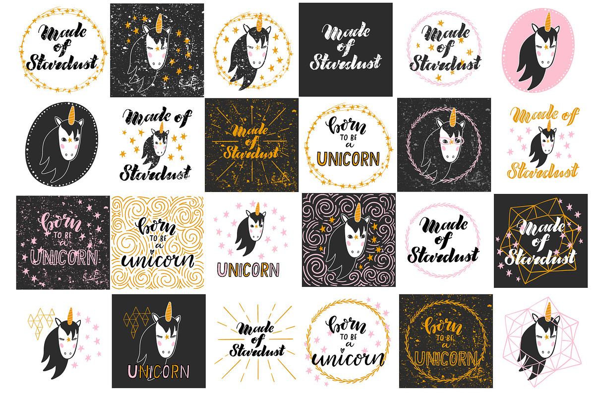 Unicorn Clip Art & Lettering Set, a Texture Illustration by 5August Art (Photo 3 of 8)