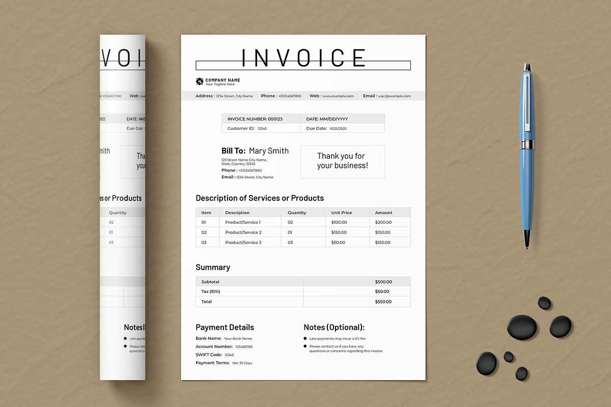 Invoice Template Layout, a Stationery Template by ContestDesign (Photo 1 of 3)