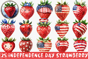 Independence Day Strawberry PNG, an Illustration by SinaCreation