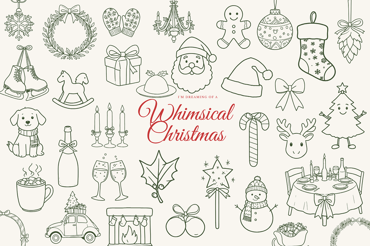 Whimsical Christmas Clipart, a Seasonal Illustration by digital.incubator.yum (Photo 1 of 6)