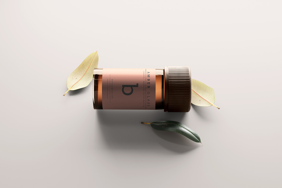 Amber Glass Bottle Mockup, a Cups & Container Mockup by pmvch (Photo 8 of 20)