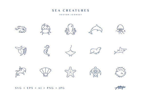 Sea Creatures (Vector Icons)