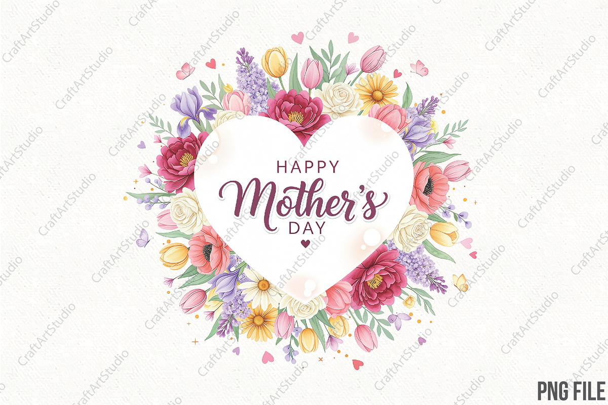 Mother's Day Flowers Sublimation, an Illustration by CraftArtStudio (Photo 1 of 4)