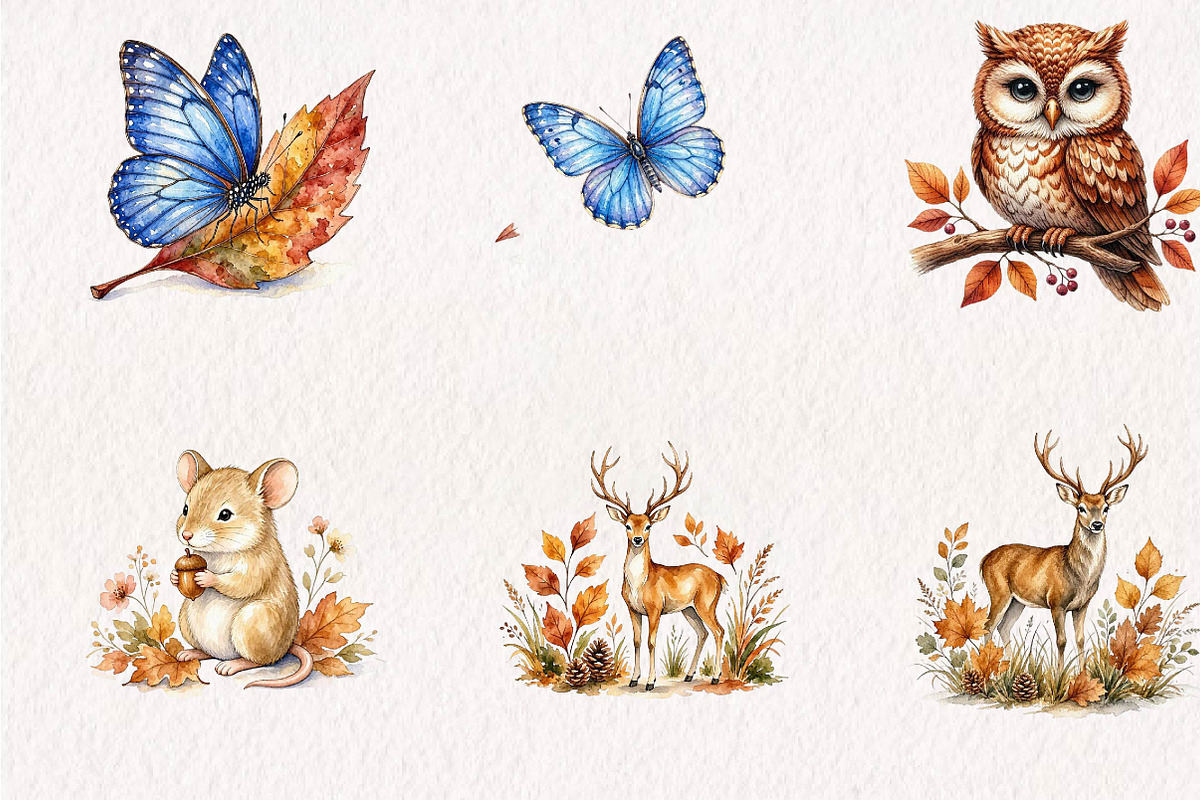 Fall Woodland Animals Png, a Seasonal Illustration by CreationArt (Photo 4 of 7)