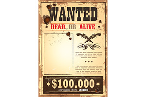 Retro Wanted Paper For Wild West