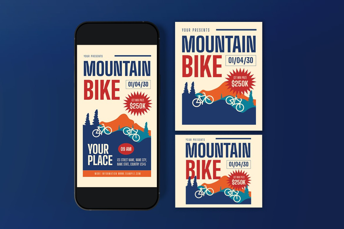 Blue Bold Mountain Bike Flyer Set, a Flyer Template by graphicook (Photo 3 of 3)