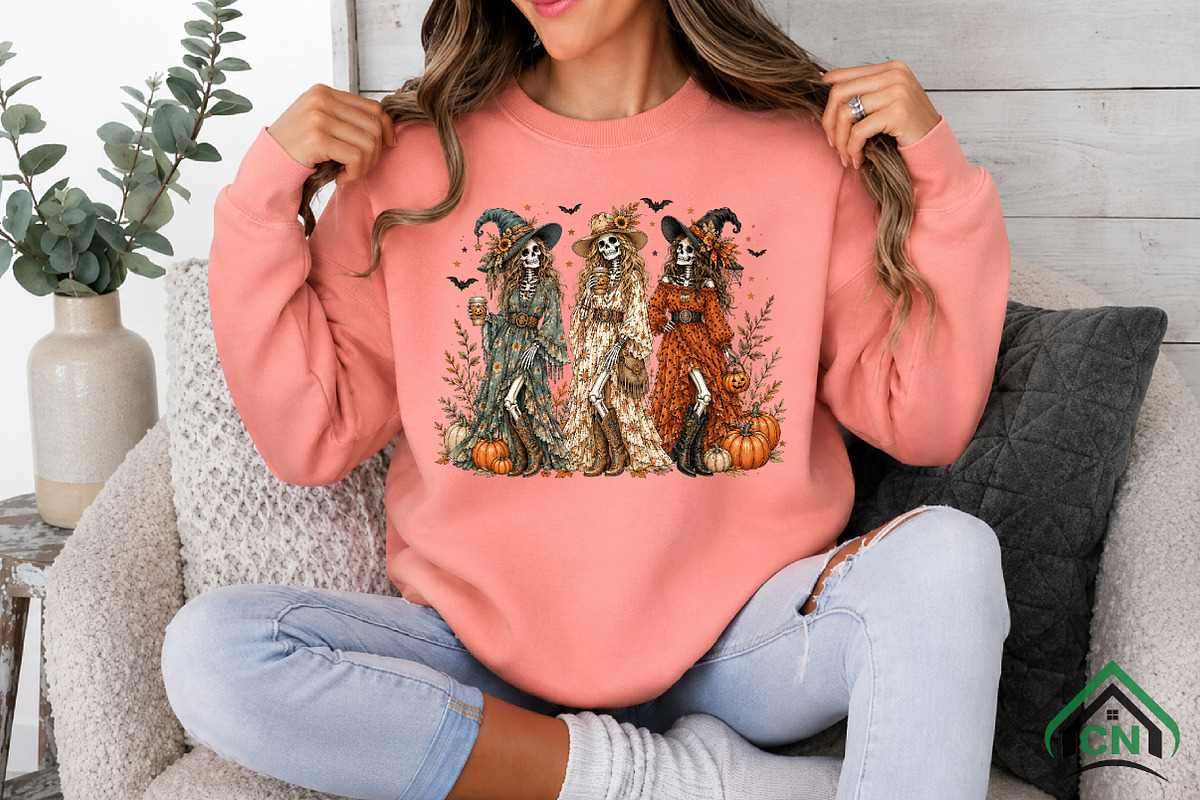 Halloween Skeleton Witch Women, a Seasonal Illustration by Craft Nest (Photo 2 of 6)
