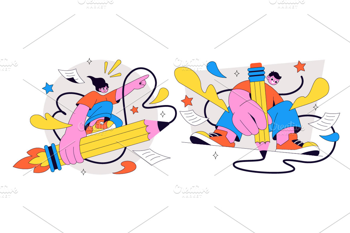 5 Pencil Vector Illustration, an Object Illustration by denayunebgt (Photo 2 of 3)
