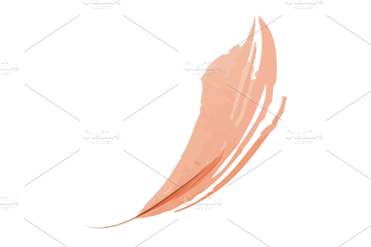 Soft peach watercolor leaf with, an Illustration by okskukuruza
