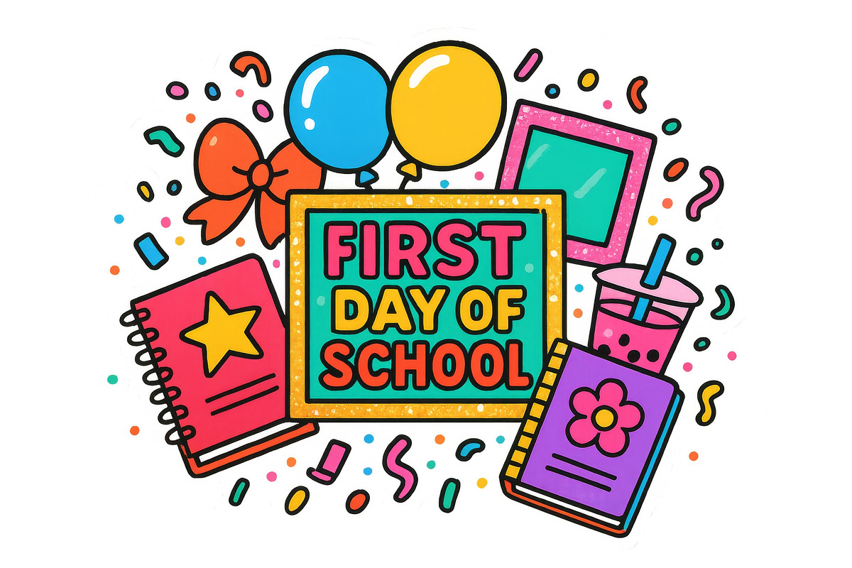 First day of school maximalist desig, an Illustration by Dvoevnore photos