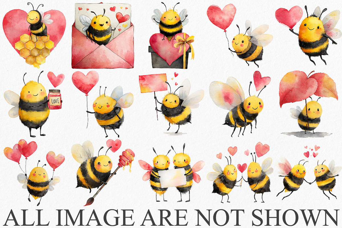 Happy Valentine's Day Bees Clipart, an Illustration by Canvas Craft (Photo 3 of 6)