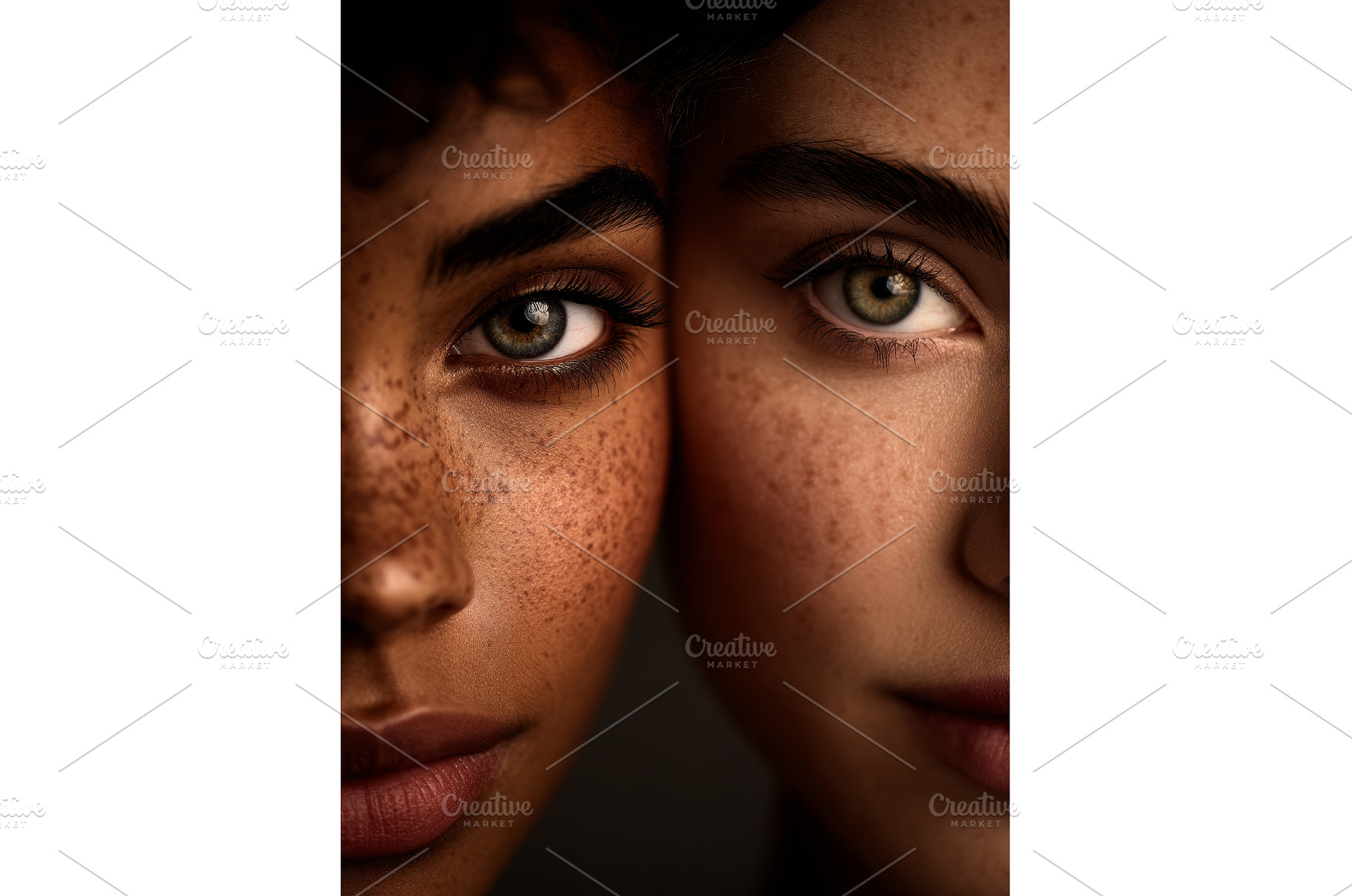 A close-up shot of the faces of two, a Beauty & Fashion Photo by ZinetroN