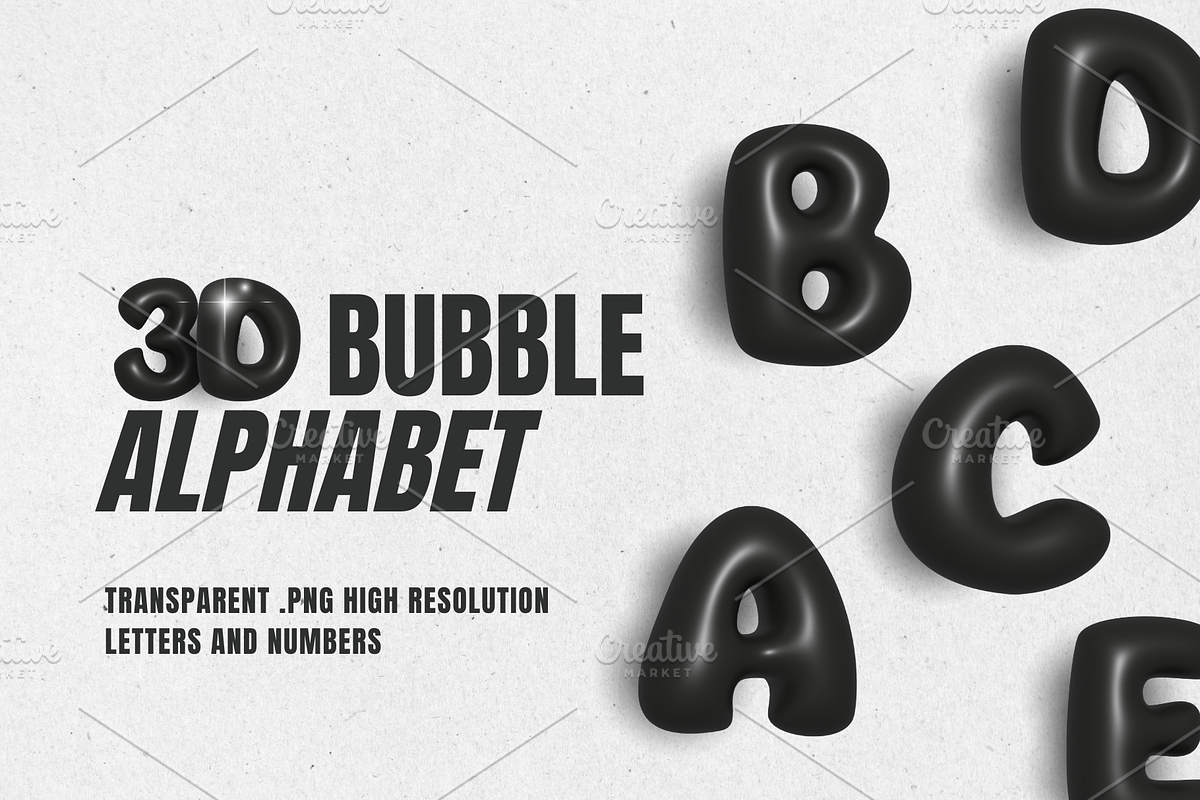 Black 3d Bubbles Letters, a Graphic by Iryna Danyliuk (Photo 1 of 4)