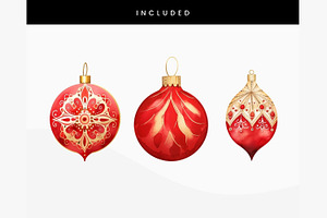 Watercolor Christmas Ornaments Red