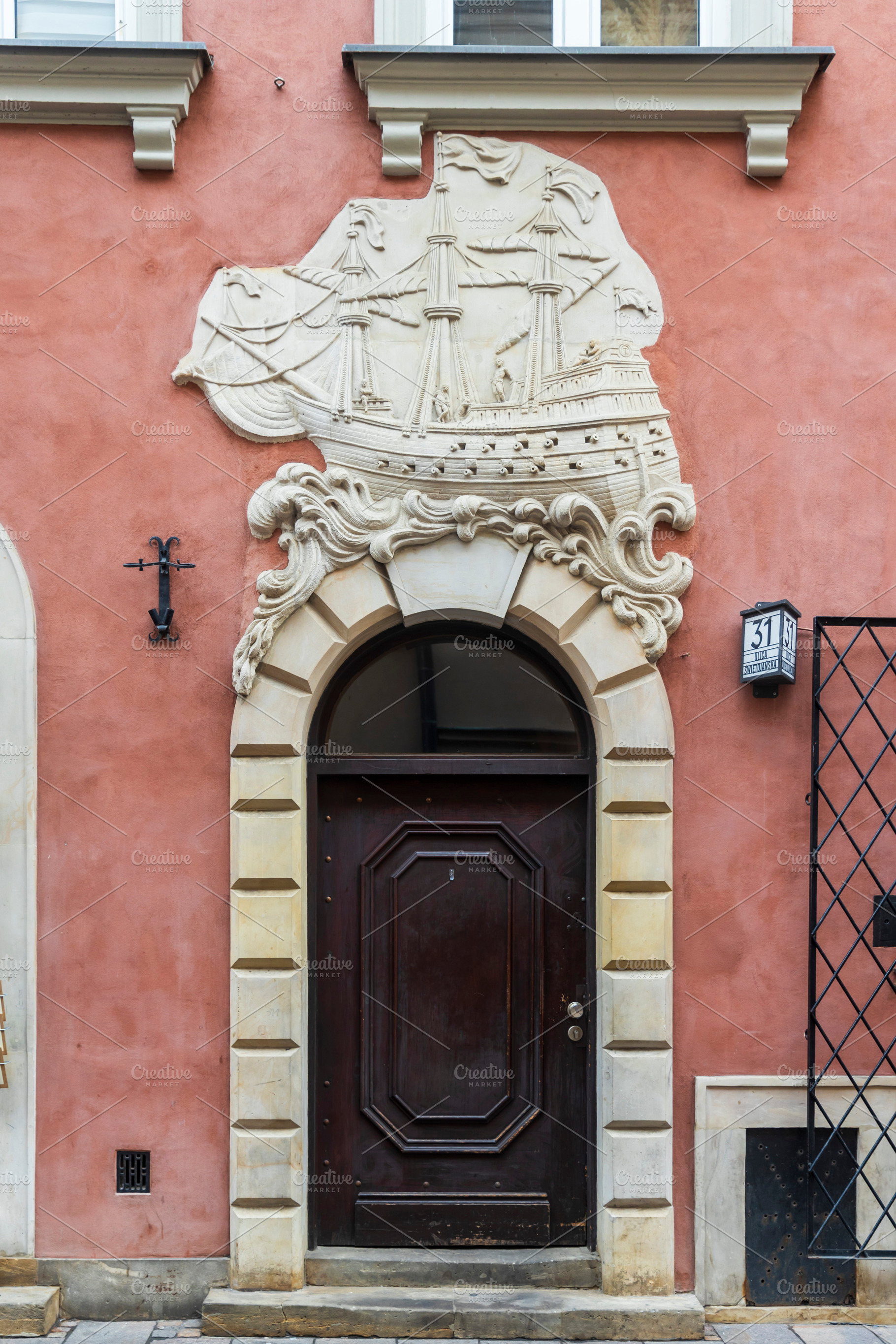 Historic Doorway with Ship Bas-Relie, an Architecture Photo by Imaginarium