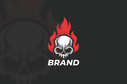 Skull Flames Logo Design