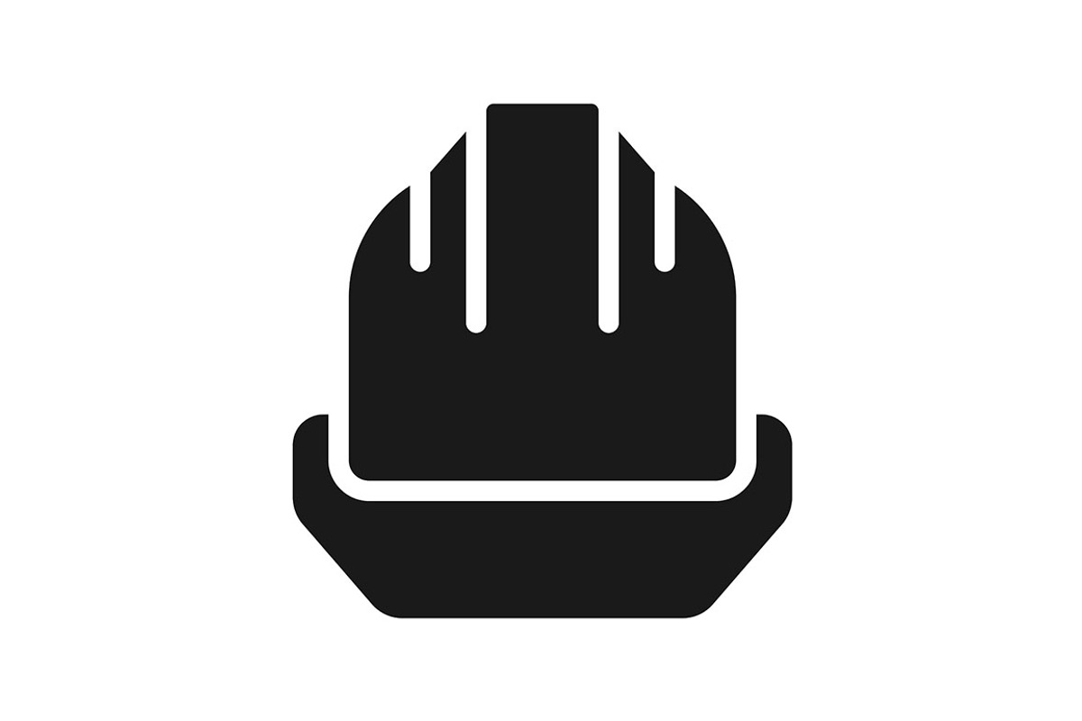 Hard hat black glyph icon, an Icon by IMG Visuals