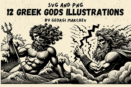 Greek Gods Mythology Bundle SVG PNG, a Person Illustration by Ray Crimson