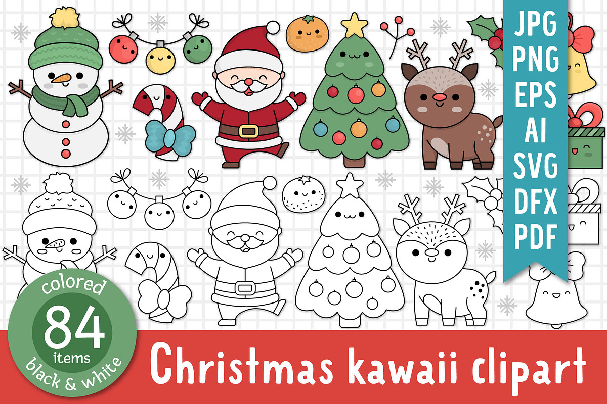 Kawaii Christmas clipart, an Illustration by Lexi Claus (Photo 1 of 6)