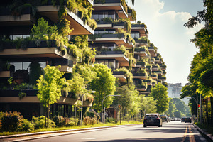 Green Plants On Buildings Exterior,