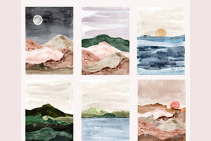 Abstract Watercolor Landscape Prints