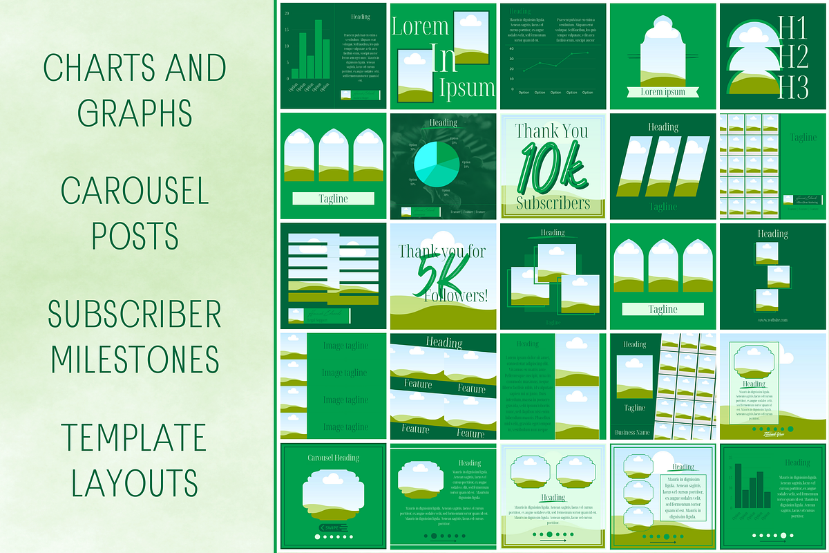 455 Canva Green Instagram Template, a Social Media Template by Emerald Eyes Design (Photo 6 of 12)
