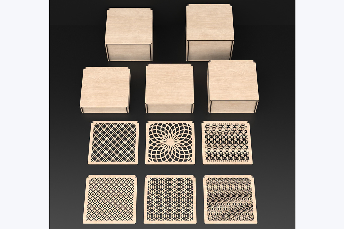 14 Square Flip Top Boxes Laser Files, an Object Graphic by ThemeXDigital (Photo 8 of 8)