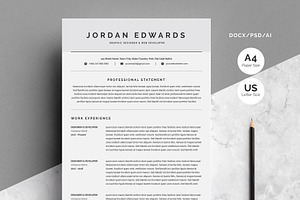 Clean Word Resume Template 4 Pages