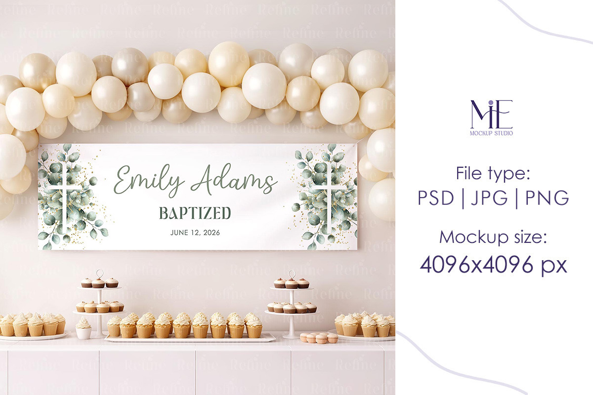 Party Banner Mockup Wall Tapestry, a Merchandise Mockup by Mie Mockup Studio (Photo 5 of 8)