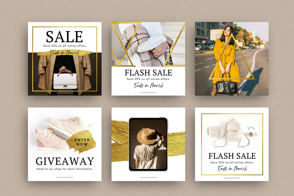 Gold Instagram Post Pack Canva, a Social Media Template by DeeBeeDesign (Photo 8 of 9)