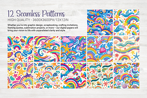 Whimsical Summer Seamless Patterns