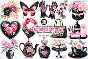 Black and Pink Mother's Day Clipart, a Seasonal Illustration by Canvas Craft (Thumbnail 1 of 4)