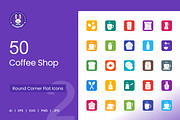 Coffee Shop Round Corner Flat Icons, an Icon by IconBunny (Thumbnail 1 of 2)