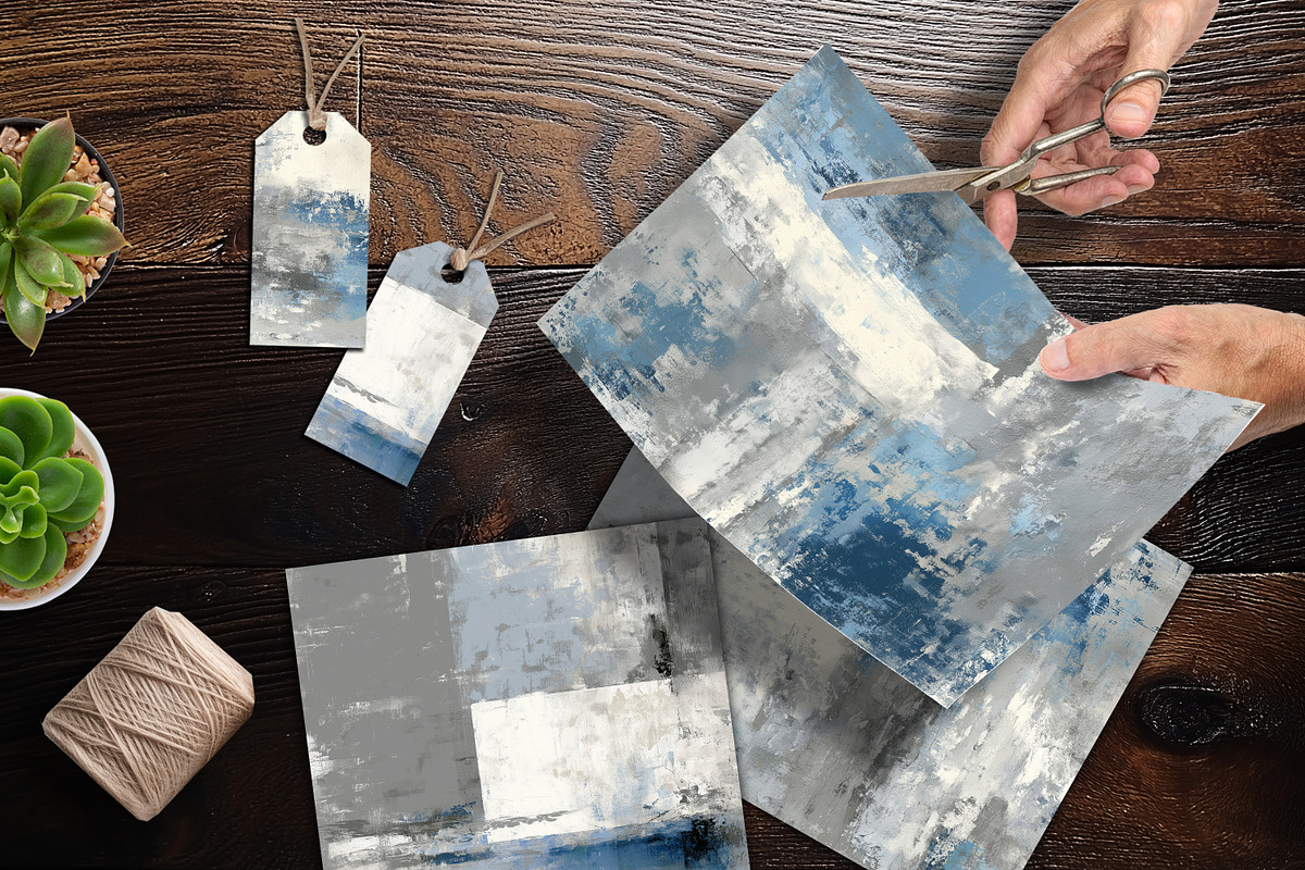 Blue Gray Abstract Digital Scrapbook, a Background Graphic by V Design Creator (Photo 4 of 12)