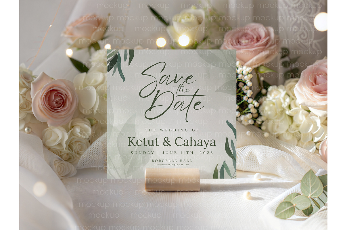 Romantic Floral Square Card Mockup, a Product Mockup by MockupWizard (Photo 4 of 4)
