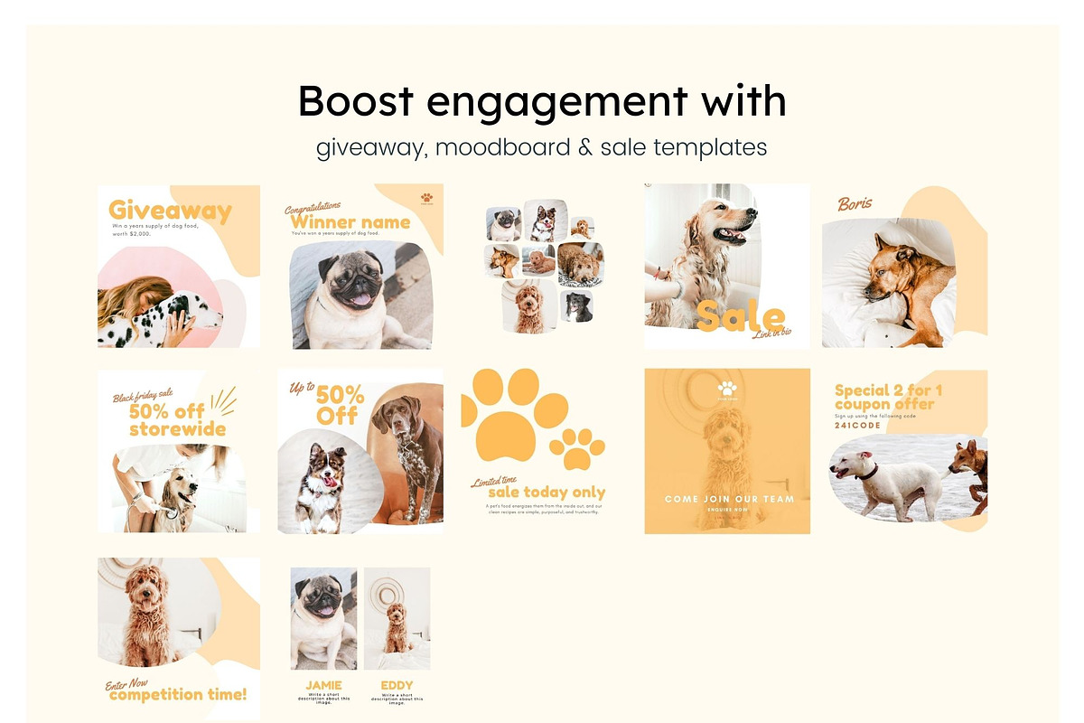 Pets Instagram Feed Canva Templates, a Social Media Template by Cultive Creative (Photo 10 of 13)