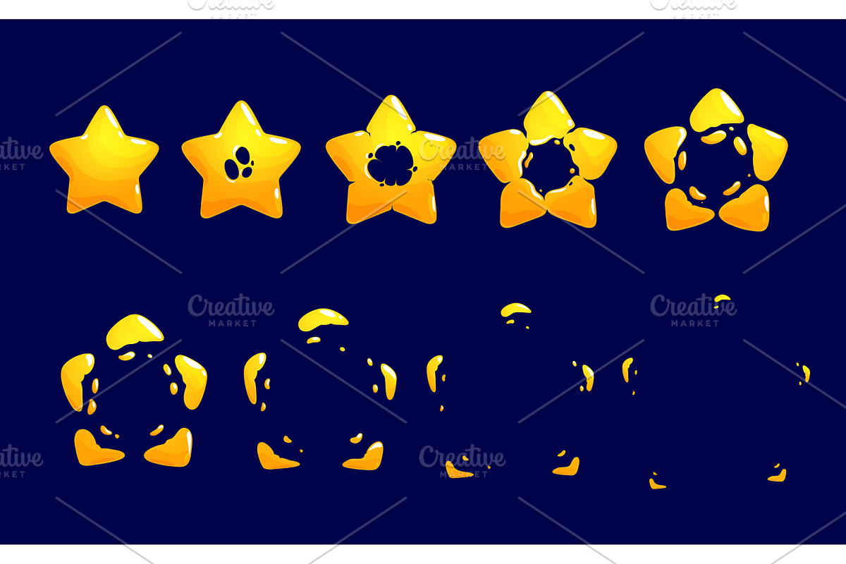 Cartoon golden star sprite, an Illustration by Vector Tradition