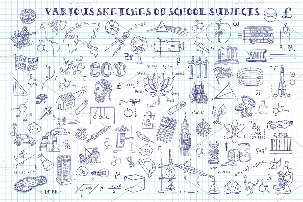 Various sketches on school subjects, an Education Illustration by WINS Doodle shop (Photo 1 of 3)