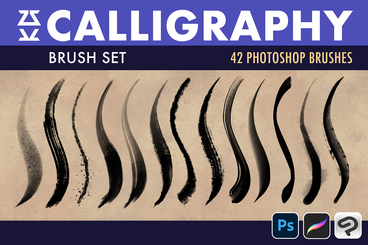 Calligraphy Brush Set, a Brush Add-On by Zsolt Kosa Art (Photo 1 of 6)