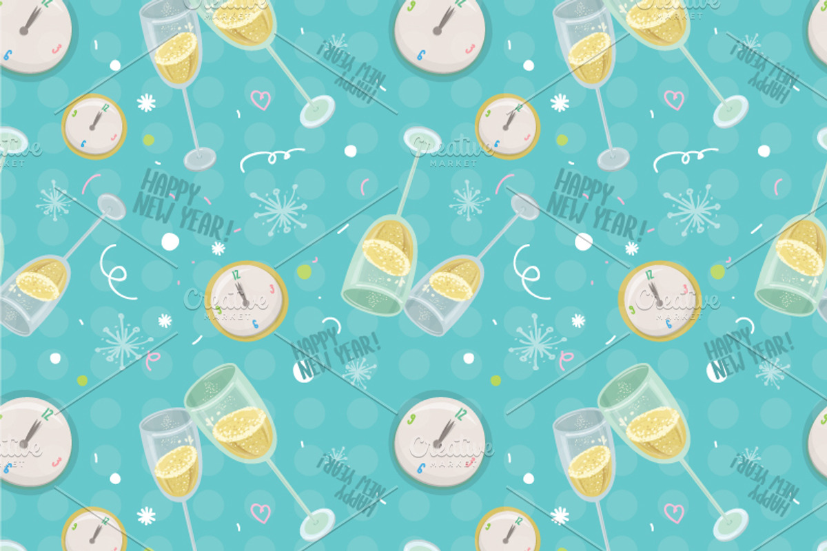 Happy New year vector pattern set preview 4