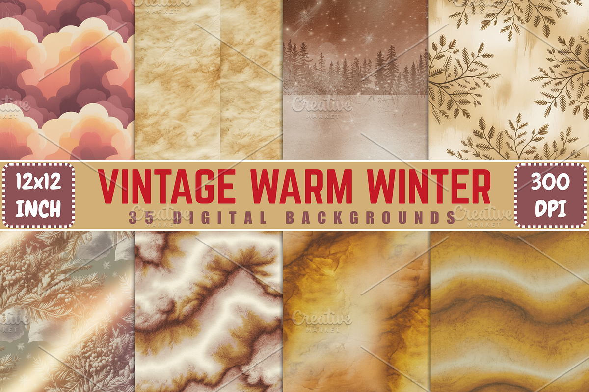 Vintage Warm Winter Digital Paper, a Background Photo by Ink Gallery (Photo 1 of 2)
