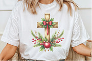 Christmas Cross Watercolor Clipart, a Seasonal Illustration by Rose Art (Thumbnail 3 of 4)