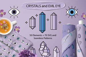 Crystals And Evil Eye Illustrations